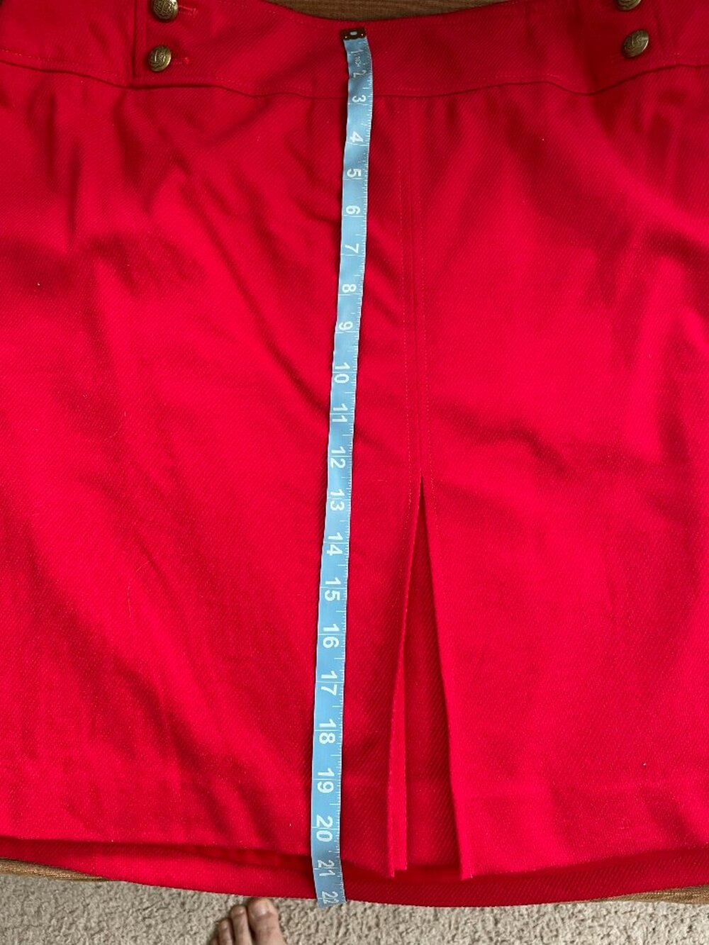 Talbots Solid Red Front Inverted Pleat w/Gold Buttons Skirt – NWT Size 22W - Picture 10 of 12